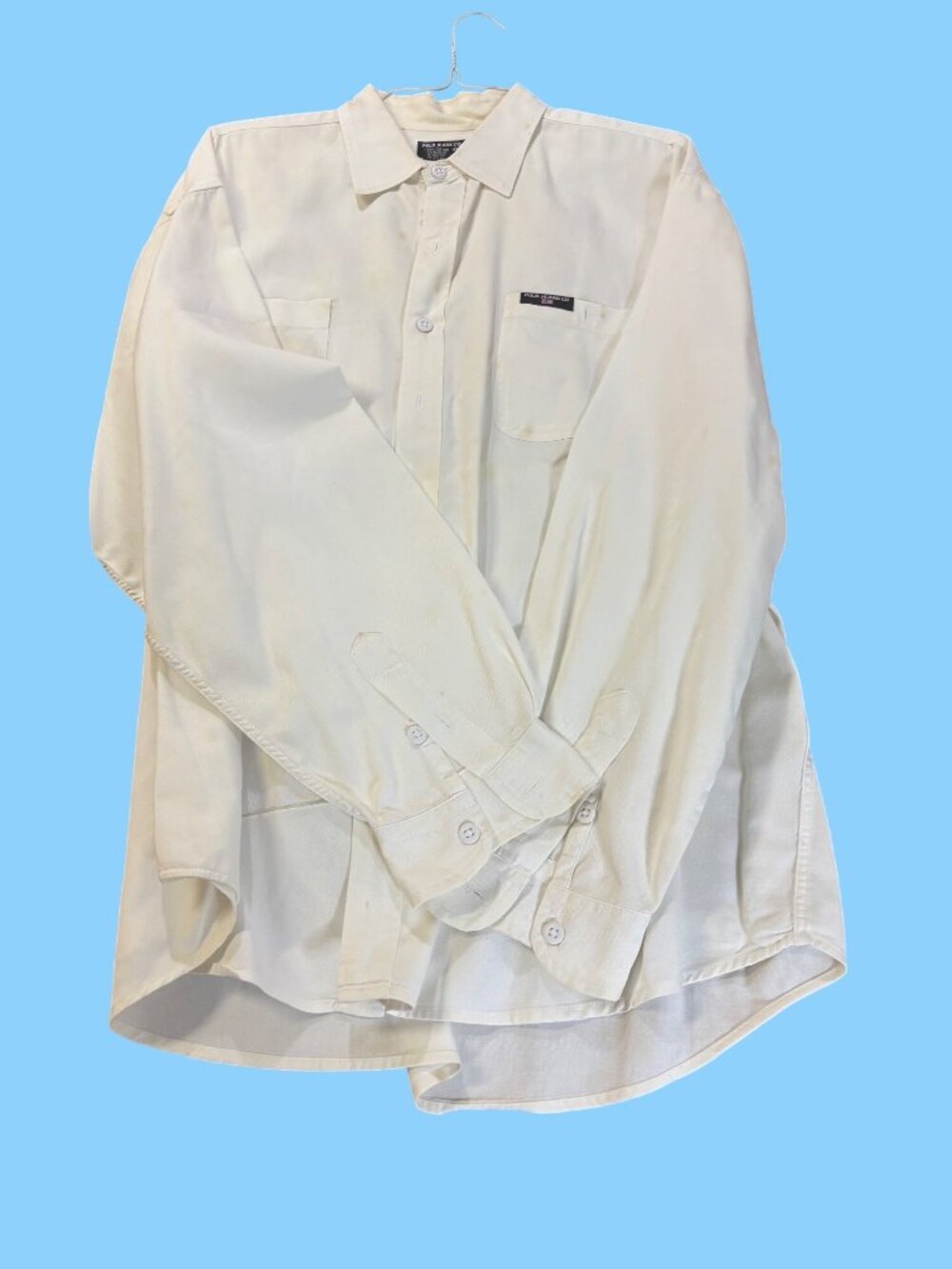Polo Jeans Co. Ralph Lauren Mens XL White Long Sleeve Button-Up Shirt Cotton